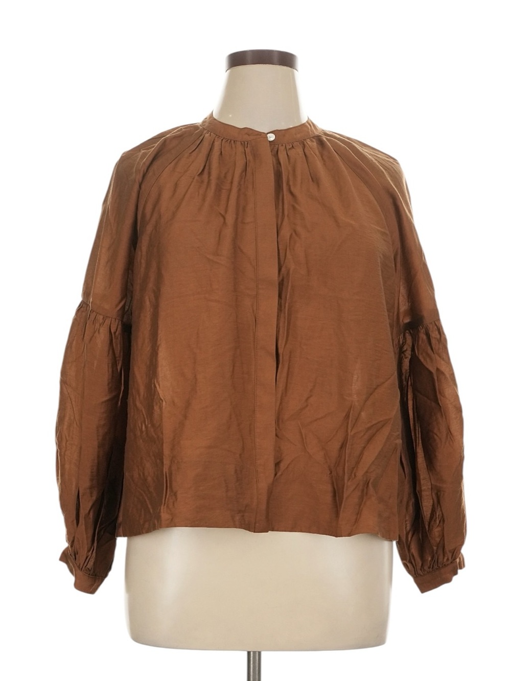 Madewell Shirred Ballon Sleeve Top Size XL Pecan Workwear Thanksgiving NWT